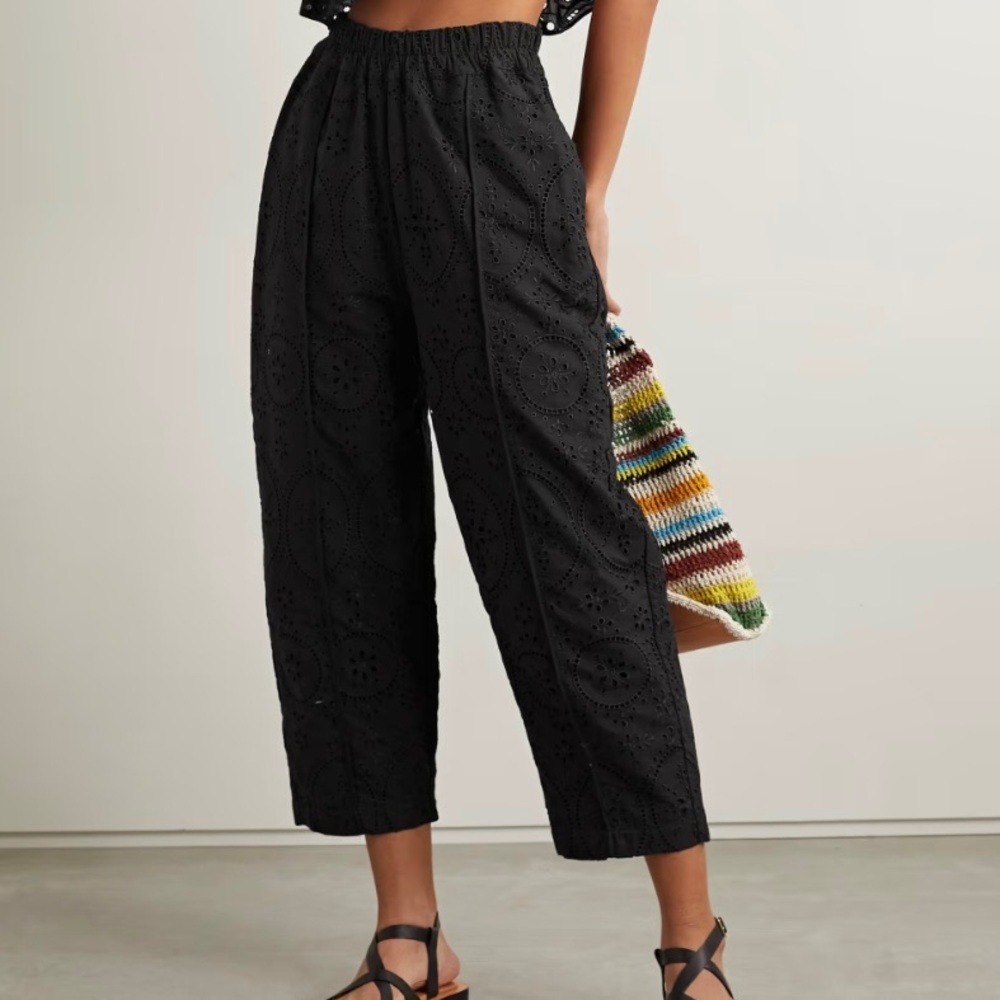 ❣️HP❣️Charo Ruiz NWOT Embroidered Eyelet Cotton Trousers Small Black